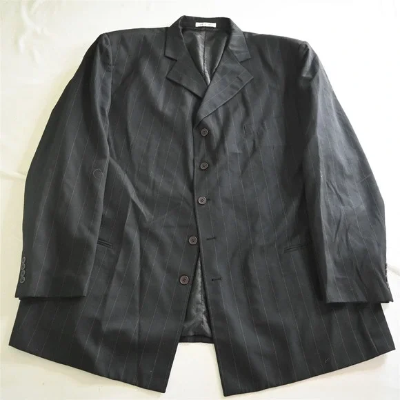 Kings Court 58L 44x32 Black Striped 5 Button Mens Jacket Pants Suit